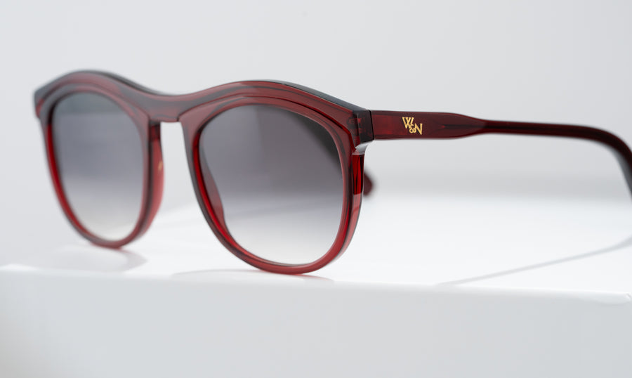 Wink & Nod Venice sunglasses in Transparent Red (Rosso) — handcrafted Italian acetate frame, photo 1 of 13