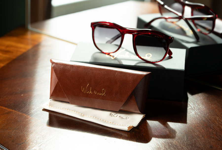 Wink & Nod Venice sunglasses in Transparent Red (Rosso) — handcrafted Italian acetate frame, photo 10 of 13