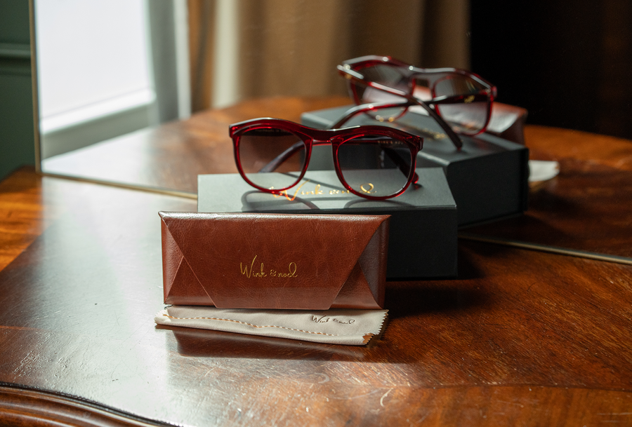 Wink & Nod Venice sunglasses in Transparent Red (Rosso) — handcrafted Italian acetate frame, photo 11 of 13