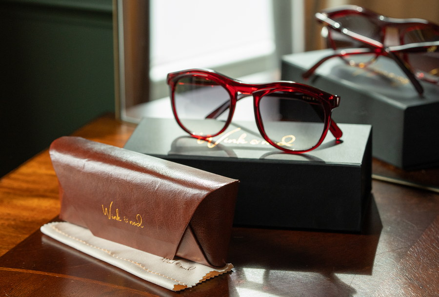 Wink & Nod Venice sunglasses in Transparent Red (Rosso) — handcrafted Italian acetate frame, photo 12 of 13