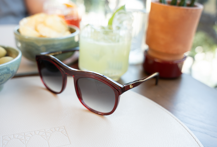 Wink & Nod Venice sunglasses in Transparent Red (Rosso) — handcrafted Italian acetate frame, photo 8 of 13