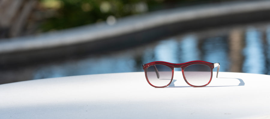 Wink & Nod Venice sunglasses in Transparent Red (Rosso) — handcrafted Italian acetate frame, photo 5 of 13
