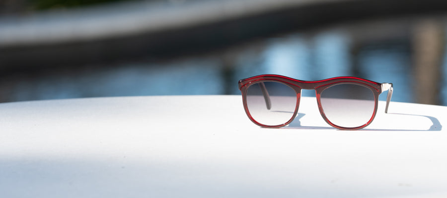 Wink & Nod Venice sunglasses in Transparent Red (Rosso) — handcrafted Italian acetate frame, photo 6 of 13