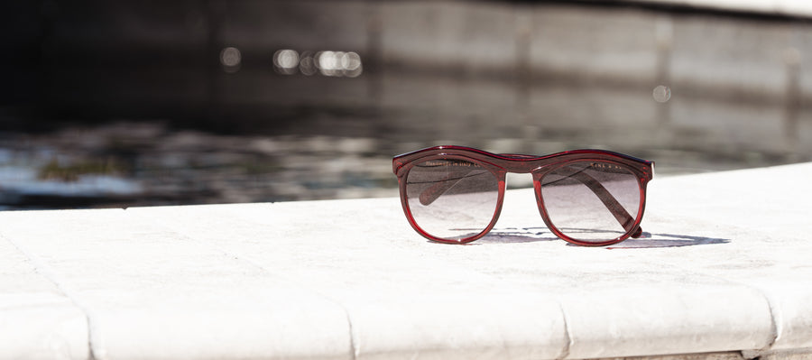 Wink & Nod Venice sunglasses in Transparent Red (Rosso) — handcrafted Italian acetate frame, photo 7 of 13