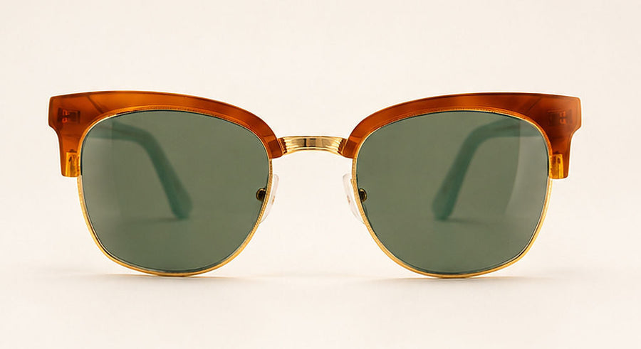 Wink & Nod Ravello Sun Readers in Havana with frosted sea glass temples, gray lenses — front view