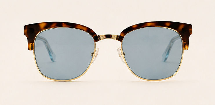 Wink & Nod Sorrento sunglasses in Havana with translucent sea glass temples, gray lenses — front view